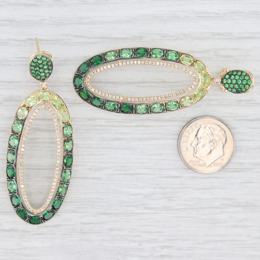 Light Gray New 3.63ctw Peridot Tsavorite Garnet Diamond Earrings 14k Gold Emanuel Sharp