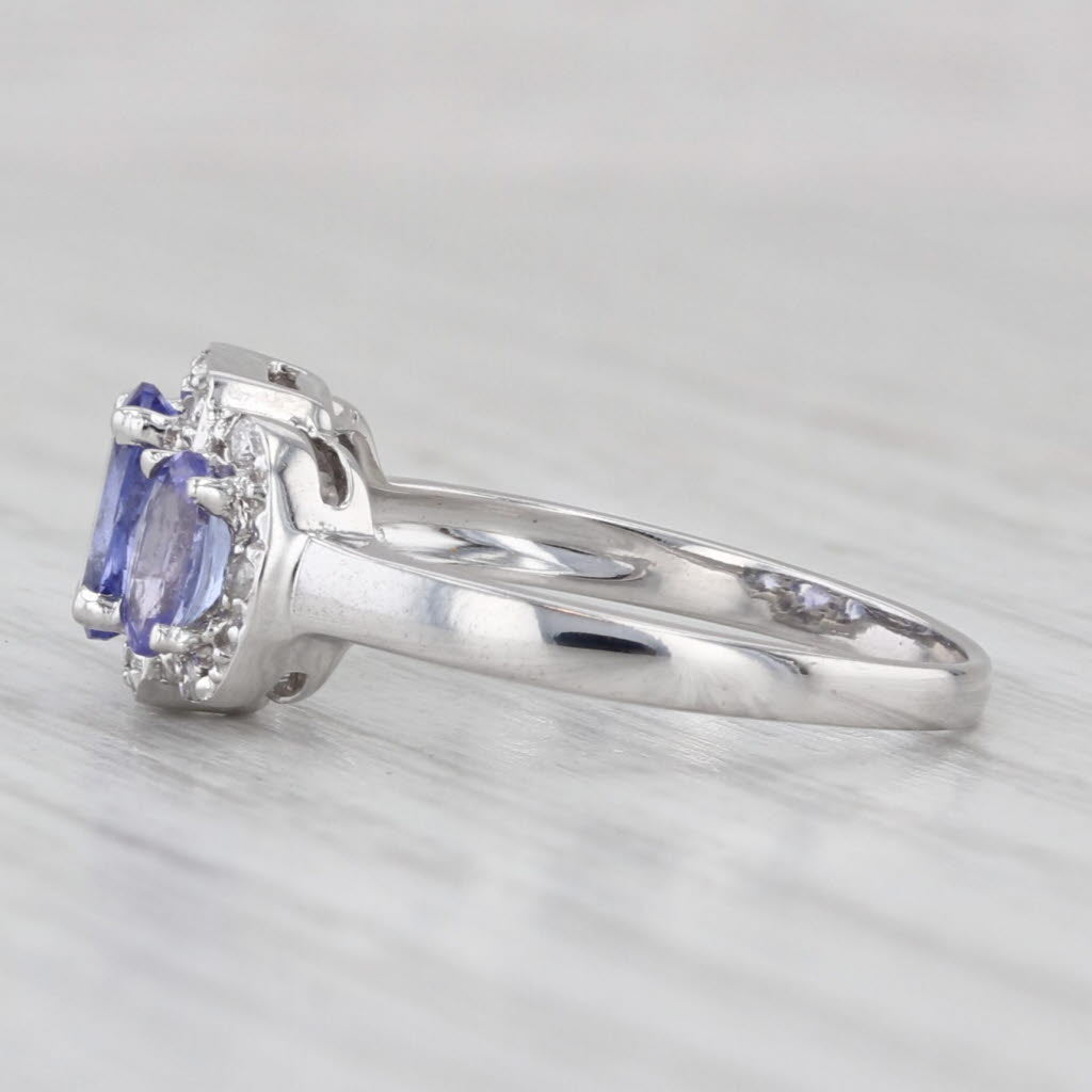 Light Gray 1.10ctw Tanzanite 3-Stone Diamond Ring 14k White Gold Size 6.25