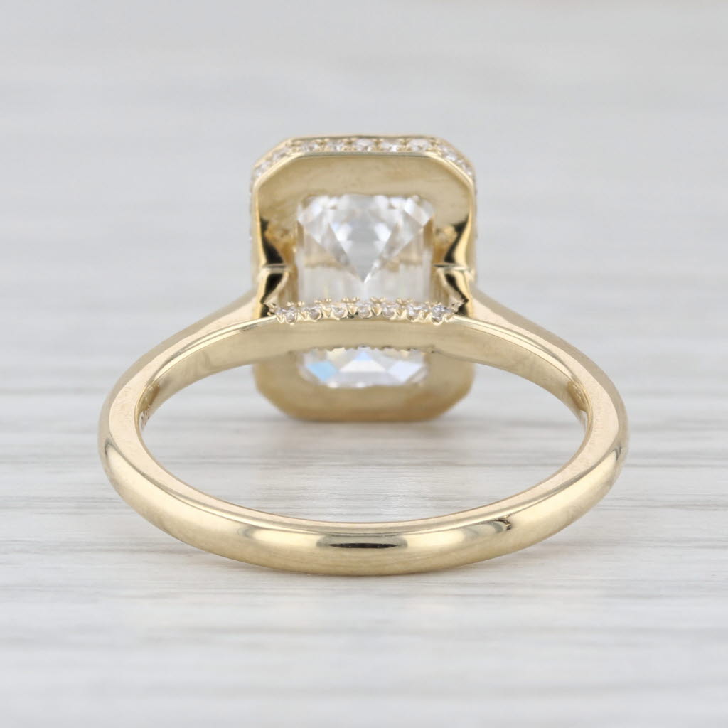 New IGI 3.30ctw Emerald Cut Lab Grown Diamond Engagement Ring 14k Yellow Gold
