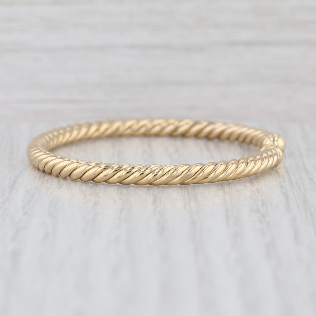 David Yurman Cablespira Flex Cuff Bracelet w/ Pouch 18k Yellow Gold 4mm 6.25"