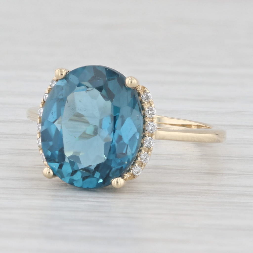 Light Gray 6.31ctw London Blue Topaz Diamond Ring 10k Yellow Gold Size 7 Cathedral Band