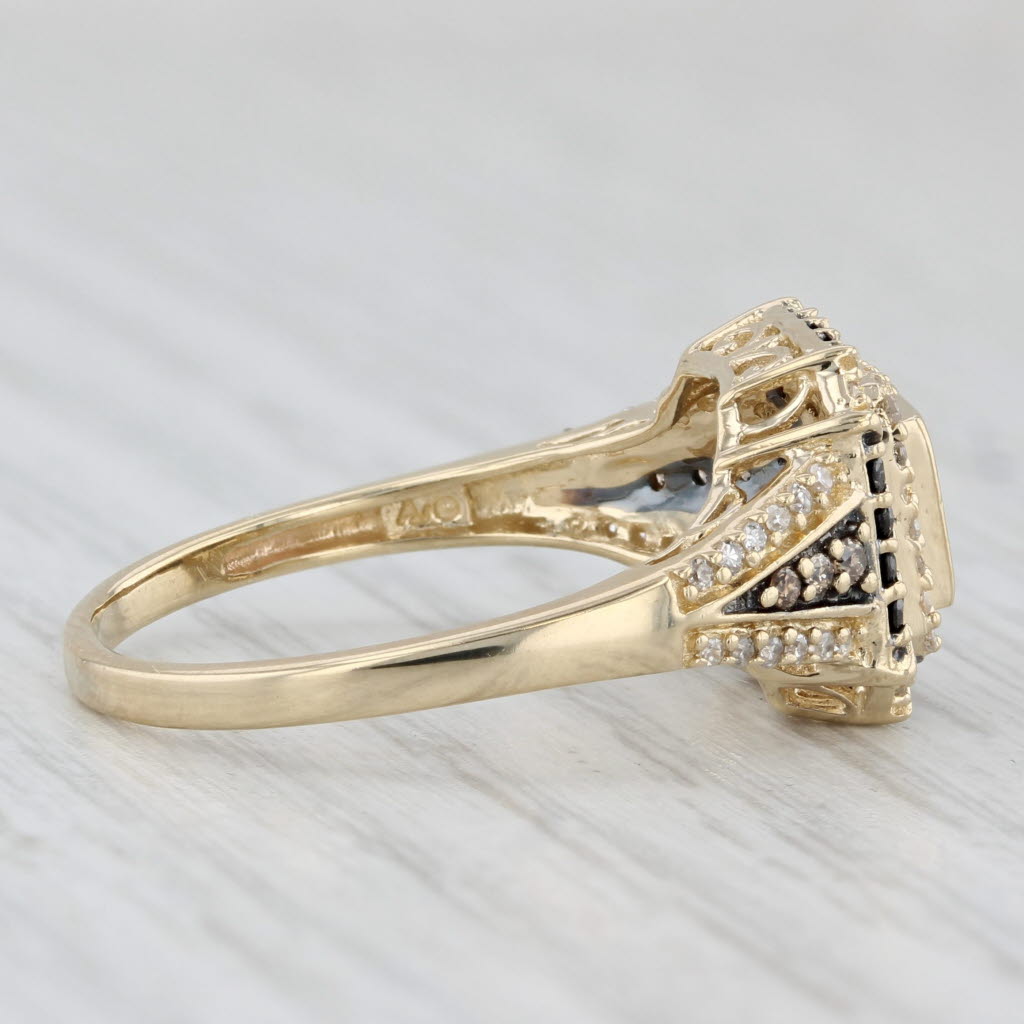 Light Gray 0.25ctw White & Black Diamond Halor Ring 14k Yellow Gold Size 9 Enagagement