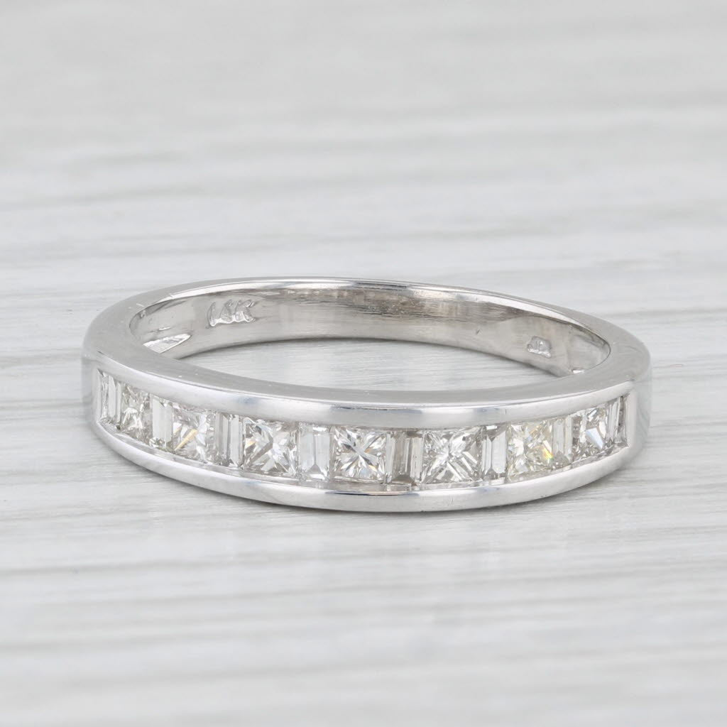 Light Gray 0.51ctw Diamond Wedding Band 14k White Gold Stackable Anniversary Ring Size 6.5