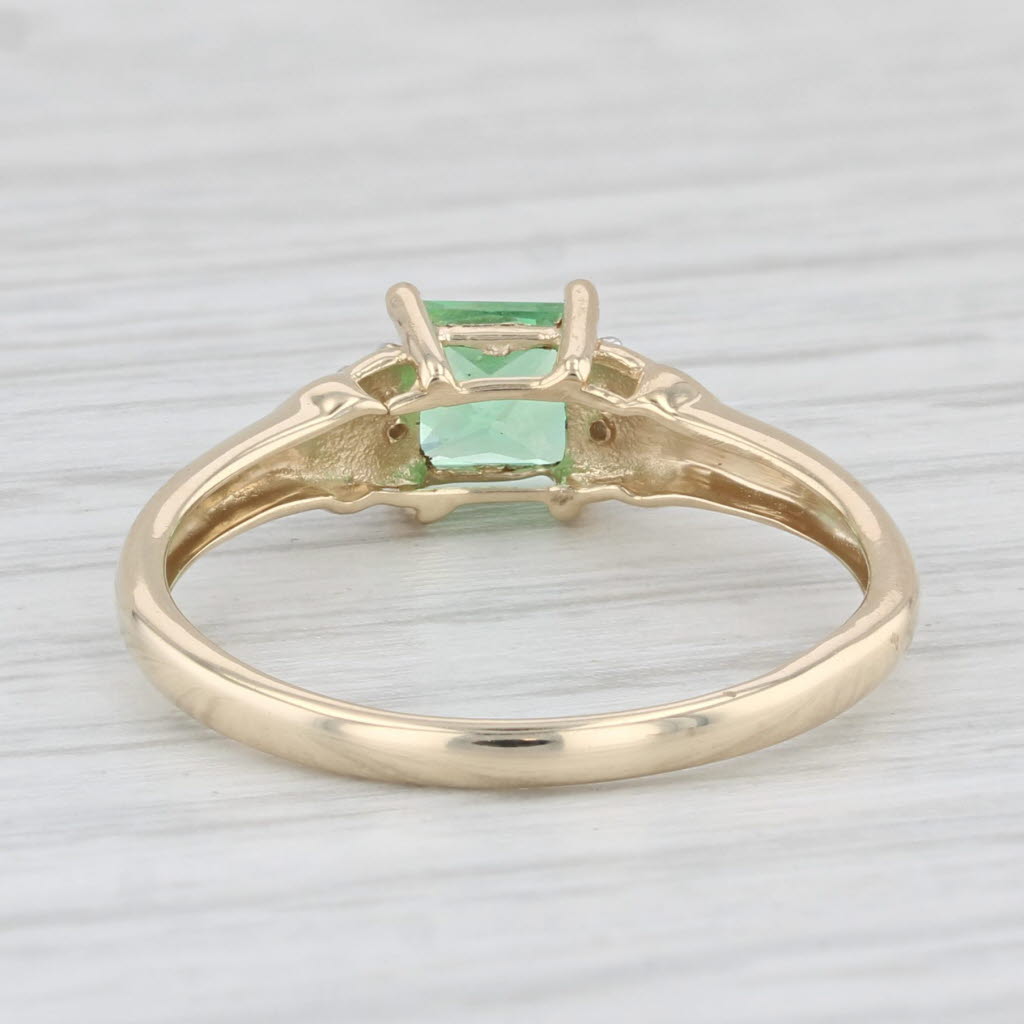 Light Gray 0.73ct Princess Lab Created Green Sapphire Ring 10k Yellow Gold Sz 7.25 Diamonds