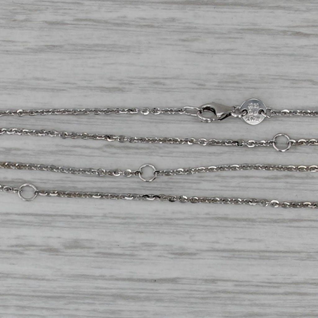 Cable Chain Necklace 14k White Gold Adjustable up to 24" 0.9mm