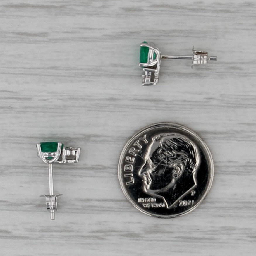 0.75ctw Emerald Diamond Stud Earrings 14k White Gold Studs