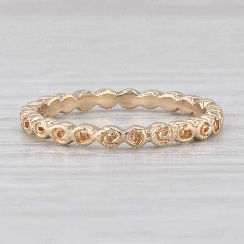 Authentic Pandora Small Roses Ring 150102 14k Yellow Gold Stackable Band 7.25 55