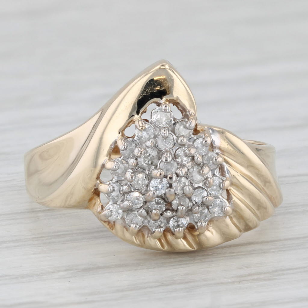 Gray 0.14ctw Diamond Cluster Ring 10k Yellow Gold Size 7.25