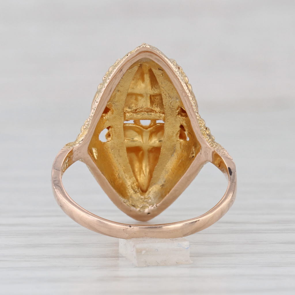 Black Hills Gold Tri-Toned Leaf Ring 10k Yellow Rose Green Gold Size 7.25