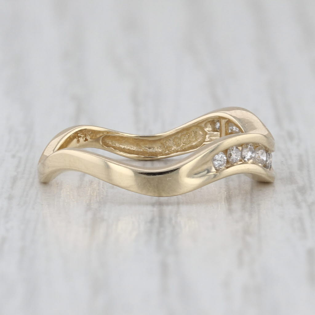 0.20ctw Diamond Contoured Wedding Band Guard Ring 14k Yellow Gold Sz 7 Stackable
