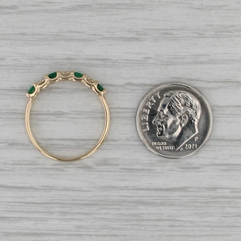 Effy 0.56ctw Emerald Diamond Stackable Ring 14k Yellow Gold Wedding Band Sz 7.25