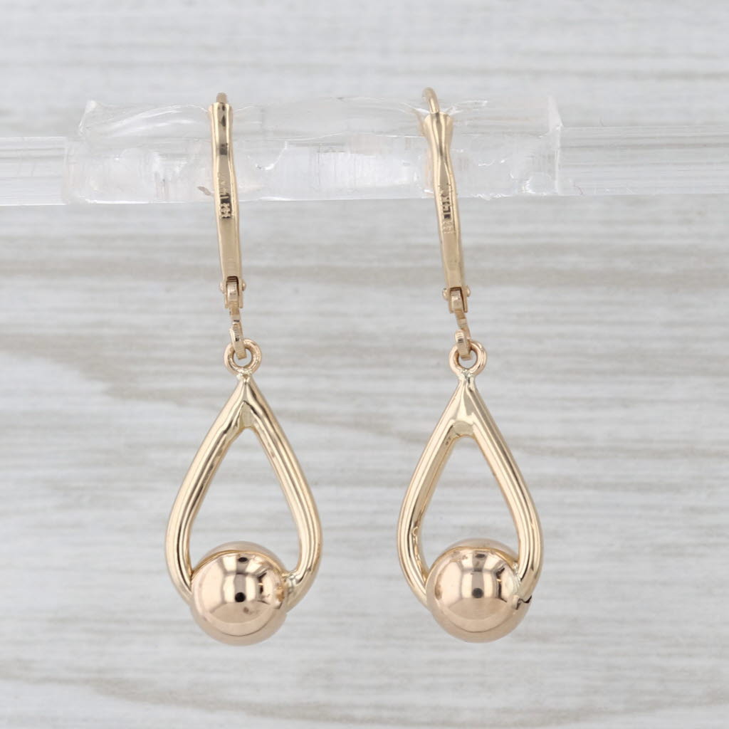 Bead Teardrop Dangle Earrings 14k Yellow Gold