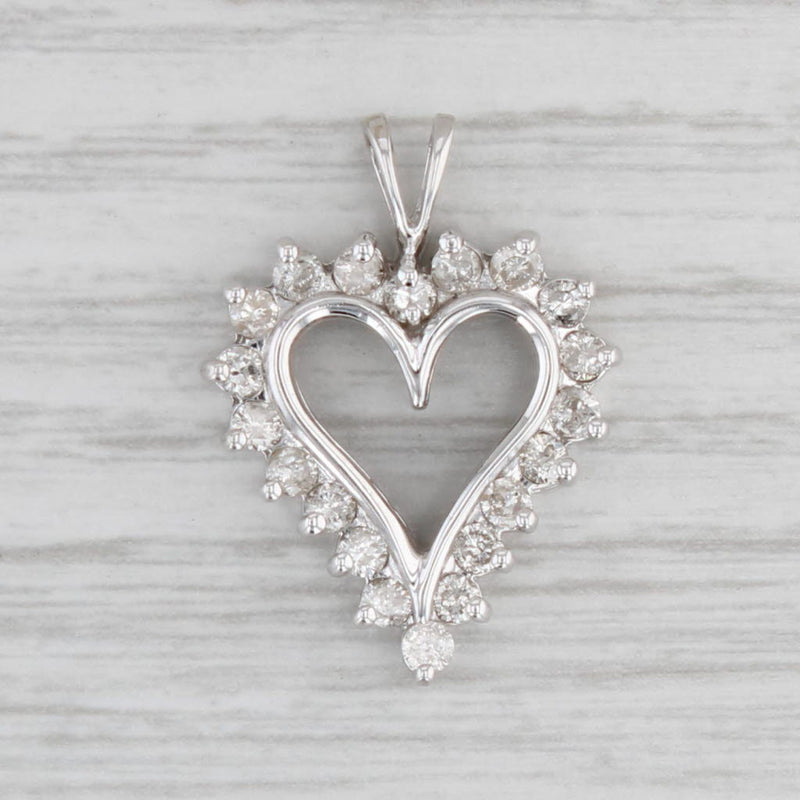 Light Gray 0.35ctw Diamond Framed Open Heart Pendant 10k White Gold