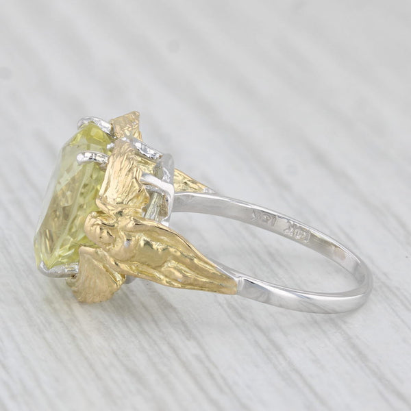 4.40ct Green Yellow Quartz Heart Ring 14k 18k Gold Size 6.75