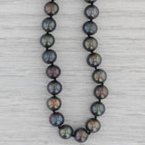 Cultured Freshwater Black Pearl Bead Strand Necklace 14k Gold 18.5"