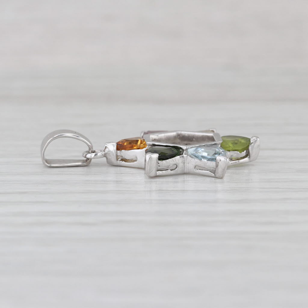 Gemstone Star Pendant 14k Gold Citrine Tourmaline Aquamarine Peridot Sapphire