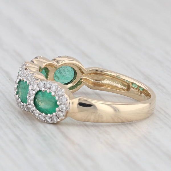 Light Gray 1.85ctw Emerald Diamond Halos Ring 14k Yellow Gold Size 7