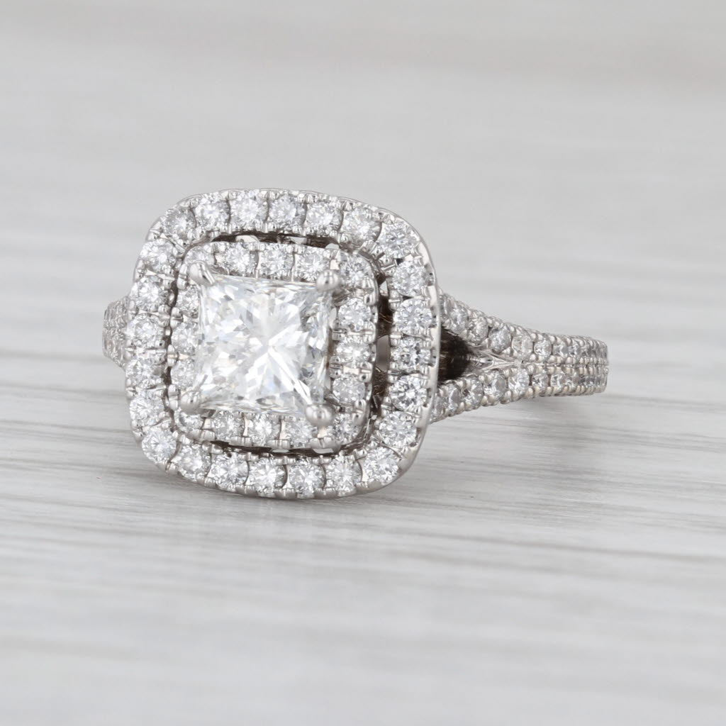 Neil Lane 1.78ctw Princess Diamond Halo Engagement Ring 14k White Gold Size 5.25