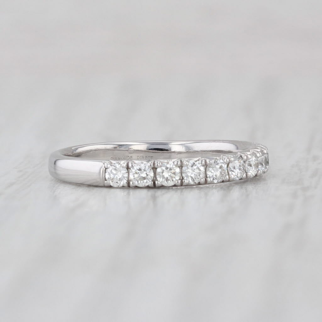 0.48ctw Diamond Wedding Band 14k White Gold Size 5 Stackable Anniversary Band
