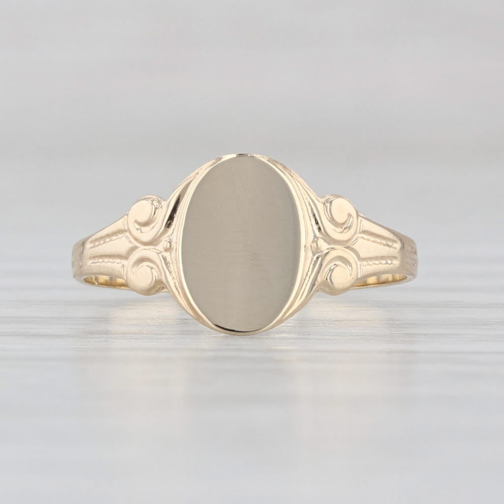 Vintage Engravable Signet Ring 10k Yellow Gold Size 4.25