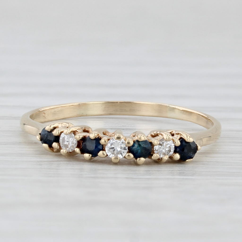 Light Gray 0.21ctw Blue Sapphire Diamond Ring 10k Yellow Gold Stackable Size 7