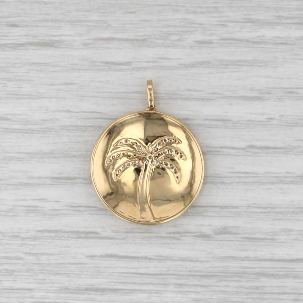 0.17ctw Diamond Palm Tree Pendant Doves By Doron Paloma 18k Yellow Gold