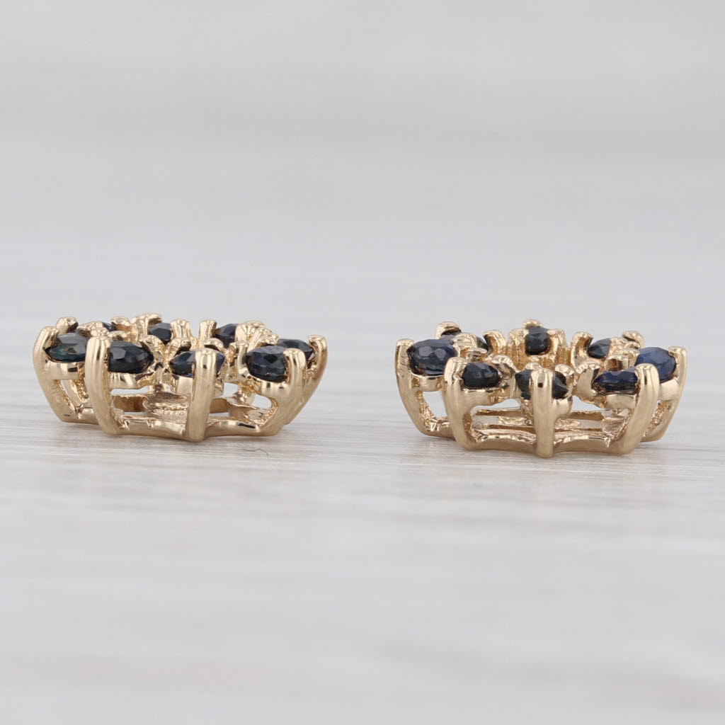 Light Gray 0.80ctw Blue Sapphire Earring Enhancers Jackets 14k Yellow Gold For Studs