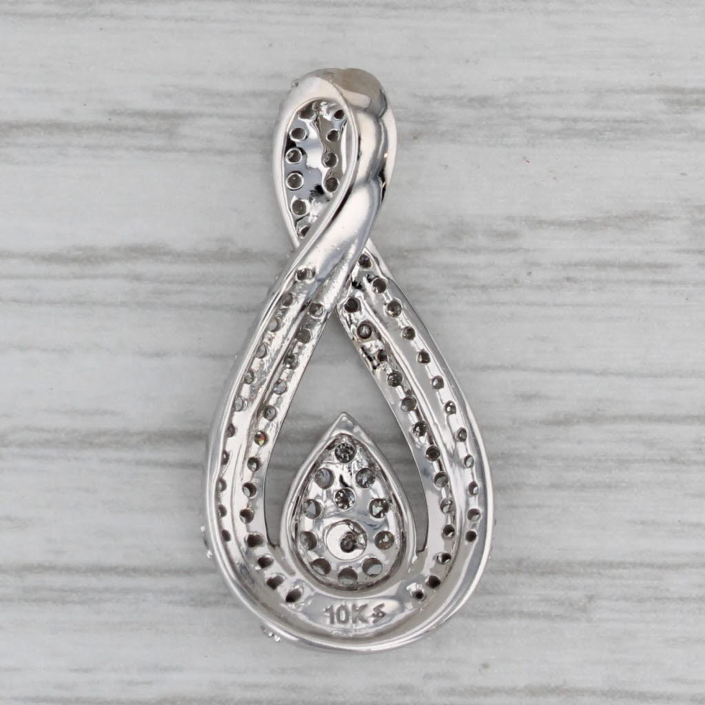 Gray 0.45ctw Diamond Teardrop Pendant 10k White Gold