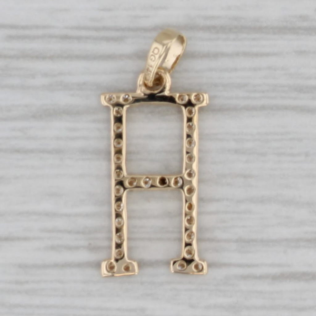 Gray New 0.12ctw Diamond Letter Initial "H" Pendant 14k Yellow Gold