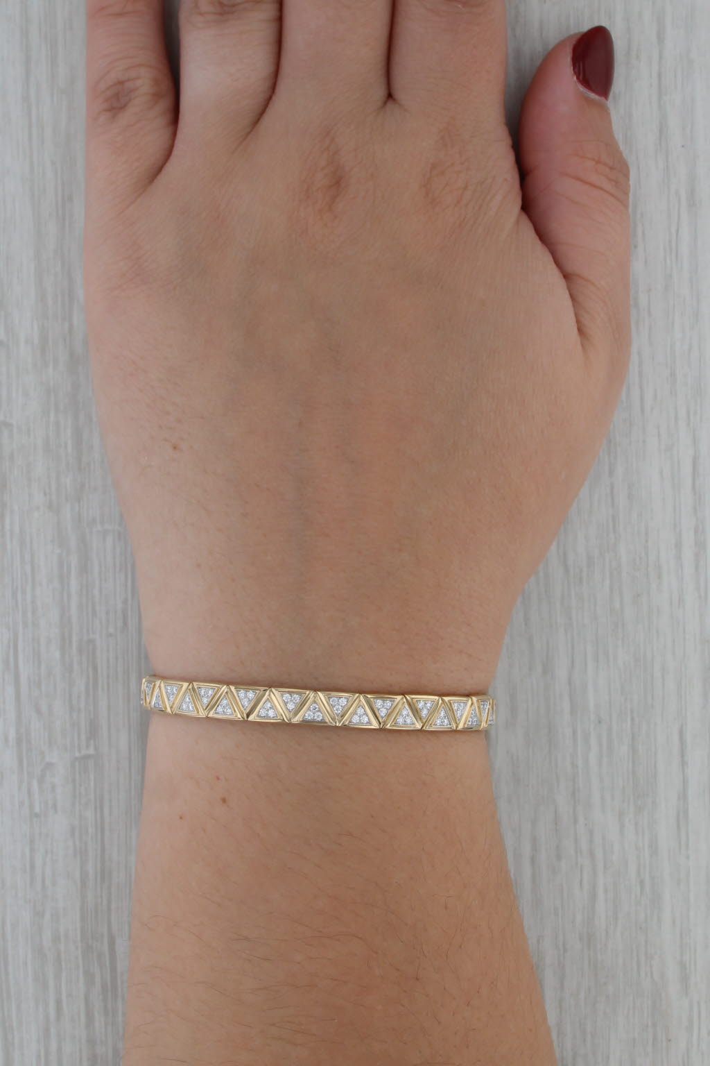 Marina B Triangolini 0.60ctw Diamond Bangle Cuff Bracelet 18k Gold Flexible