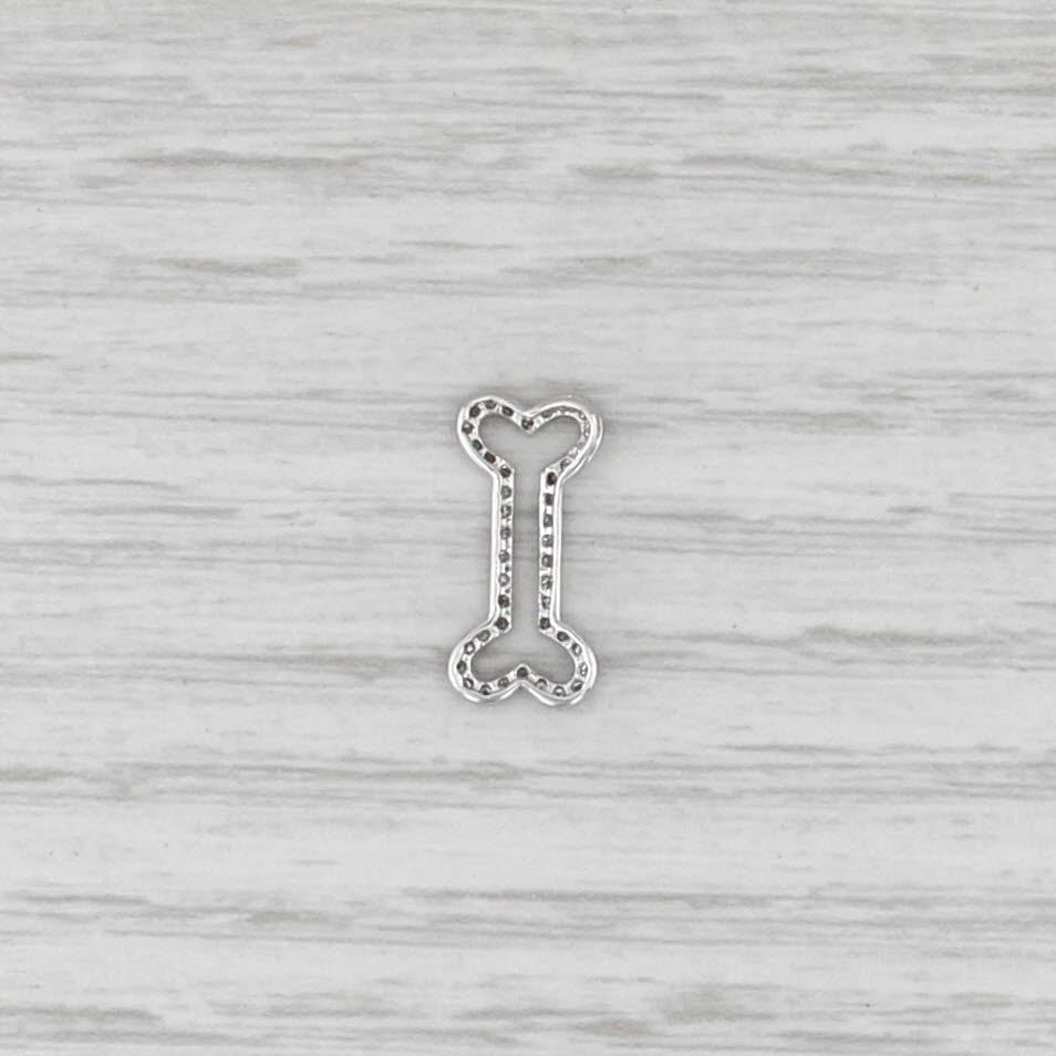 Diamond Dog Bone Pendant 14k White Gold Small Floating Drop