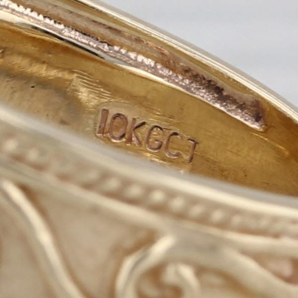 Ornate Tapering Band Ring 10k Yellow Gold Size 8 Swirls & Dots