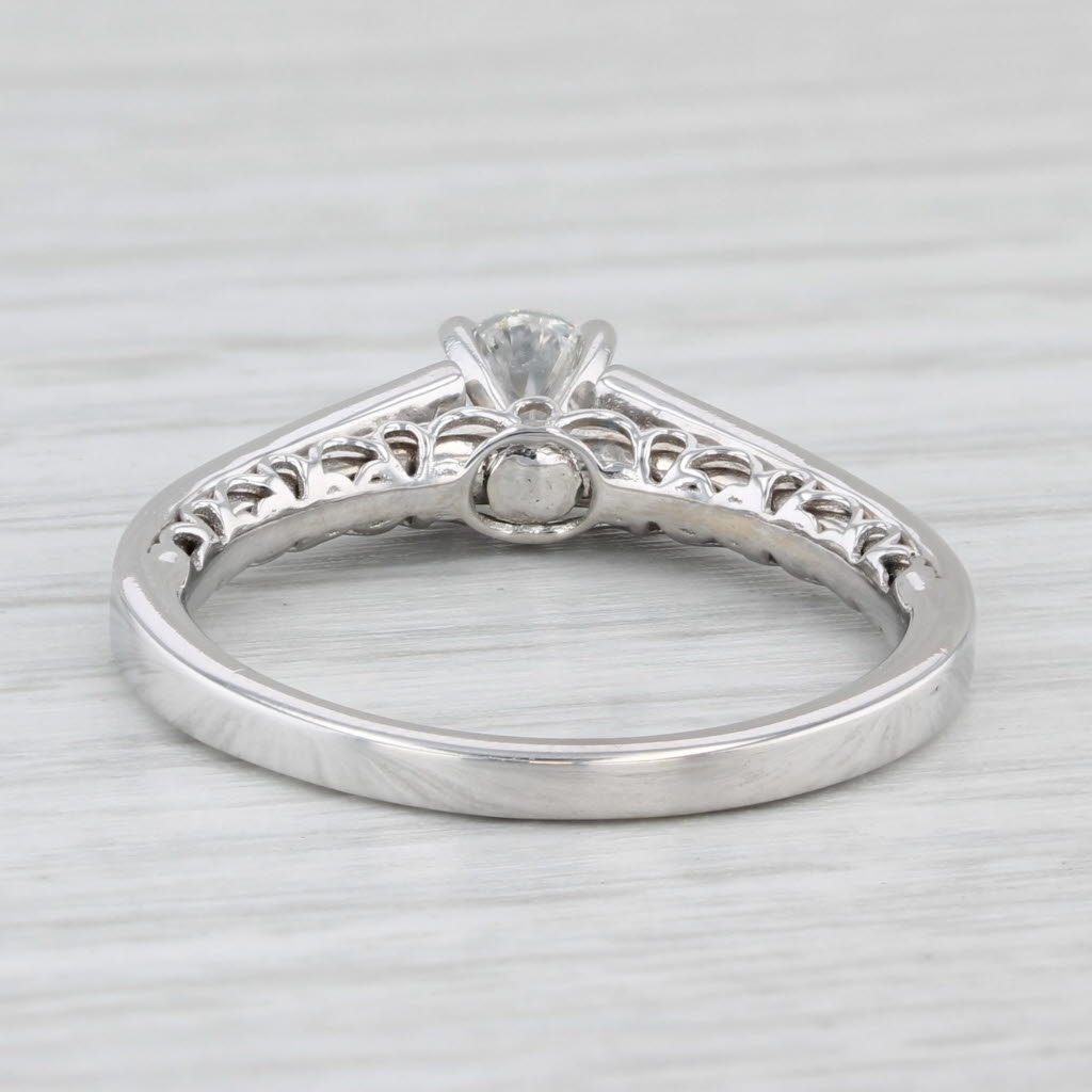 Light Gray 0.75ctw Round Diamond Engagement Ring 14k White Gold Size 7.75 Cathedral Band