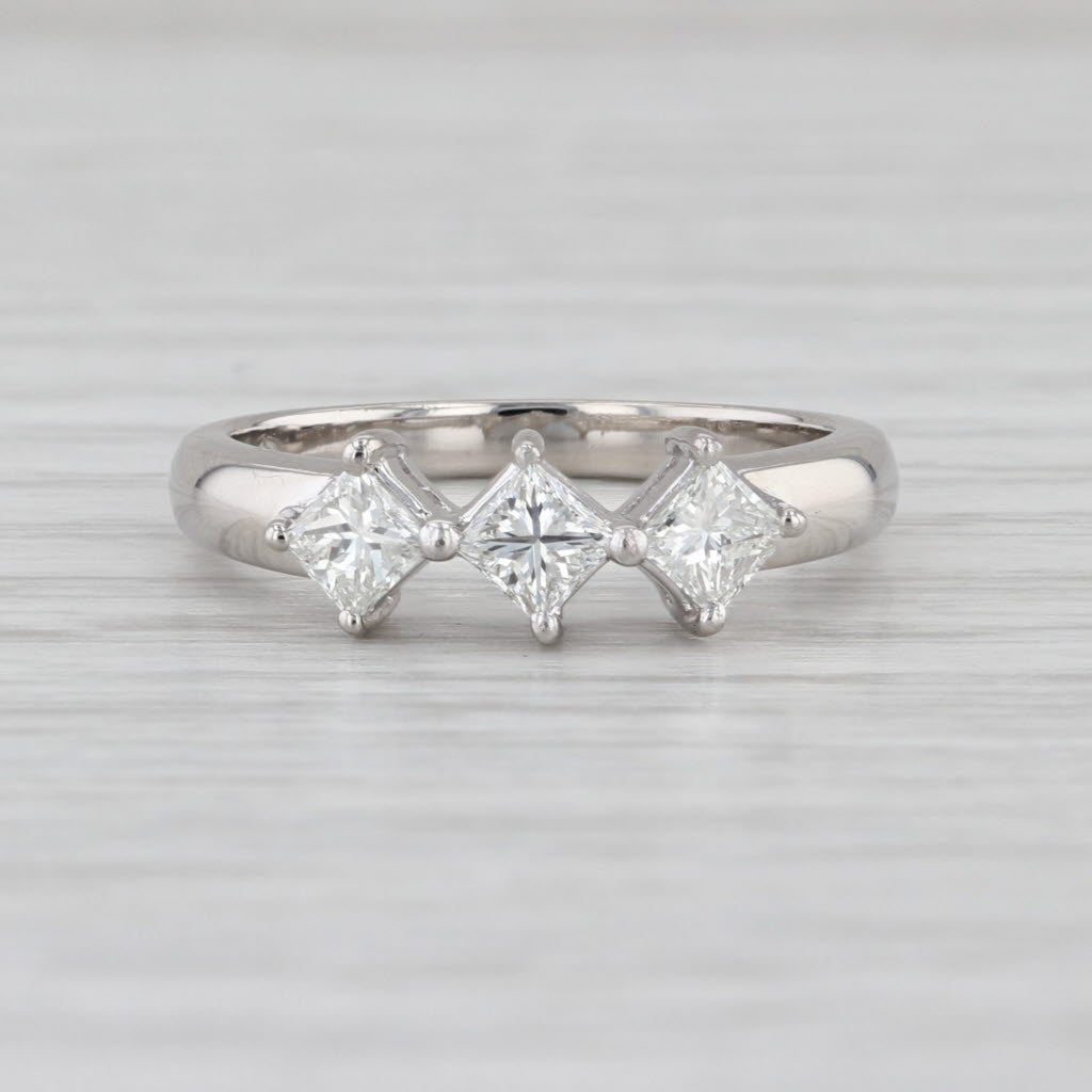 0.59ctw 3-Stone Diamond Ring 950 Platinum Size 6.5 Stackable