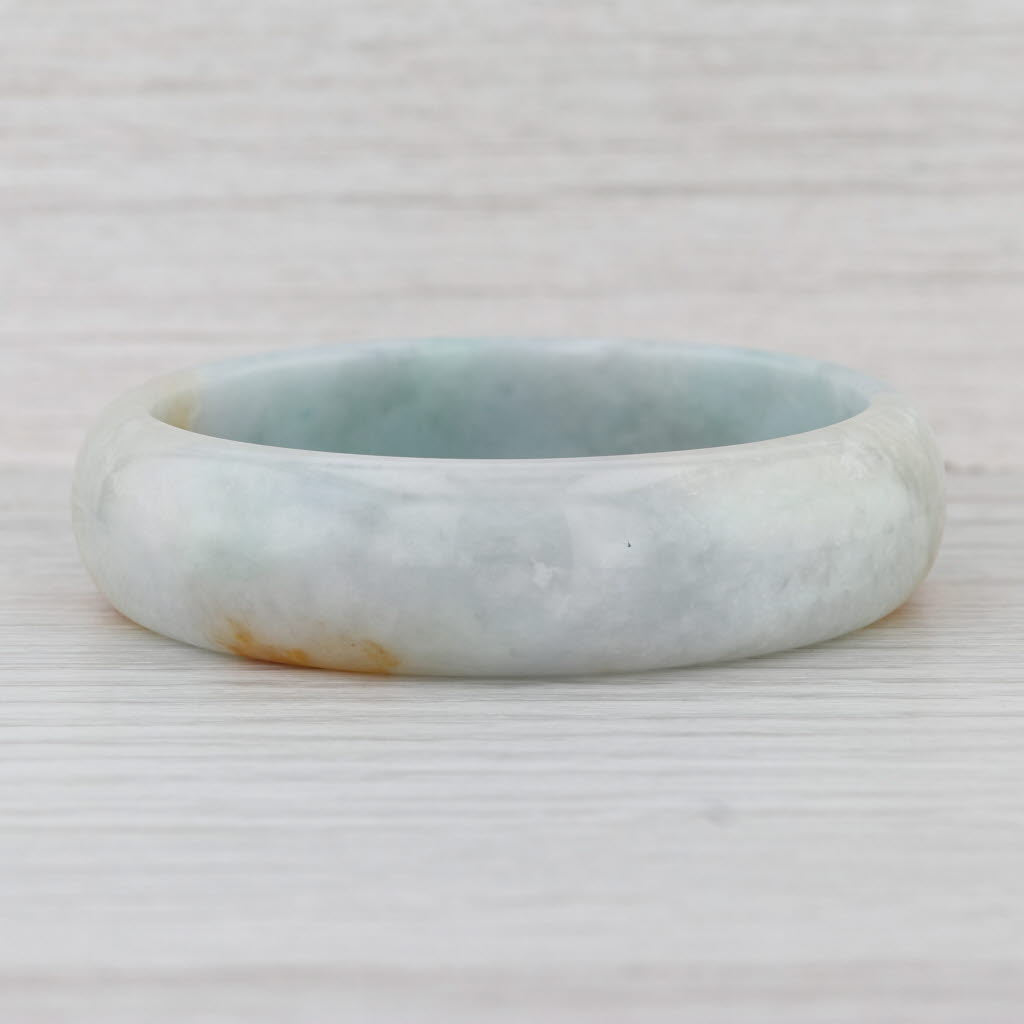 Brown Green Jadeite Jade Bangle Bracelet 7” 16.3mm Stackable Statement