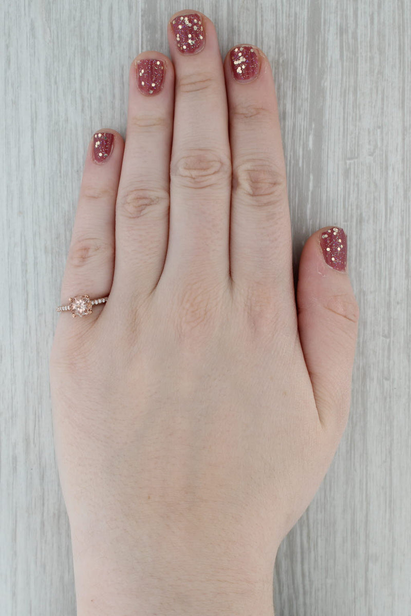 2.02ctw Peach Morganite Diamond Engagement Ring 14k Rose Gold Size 6.25
