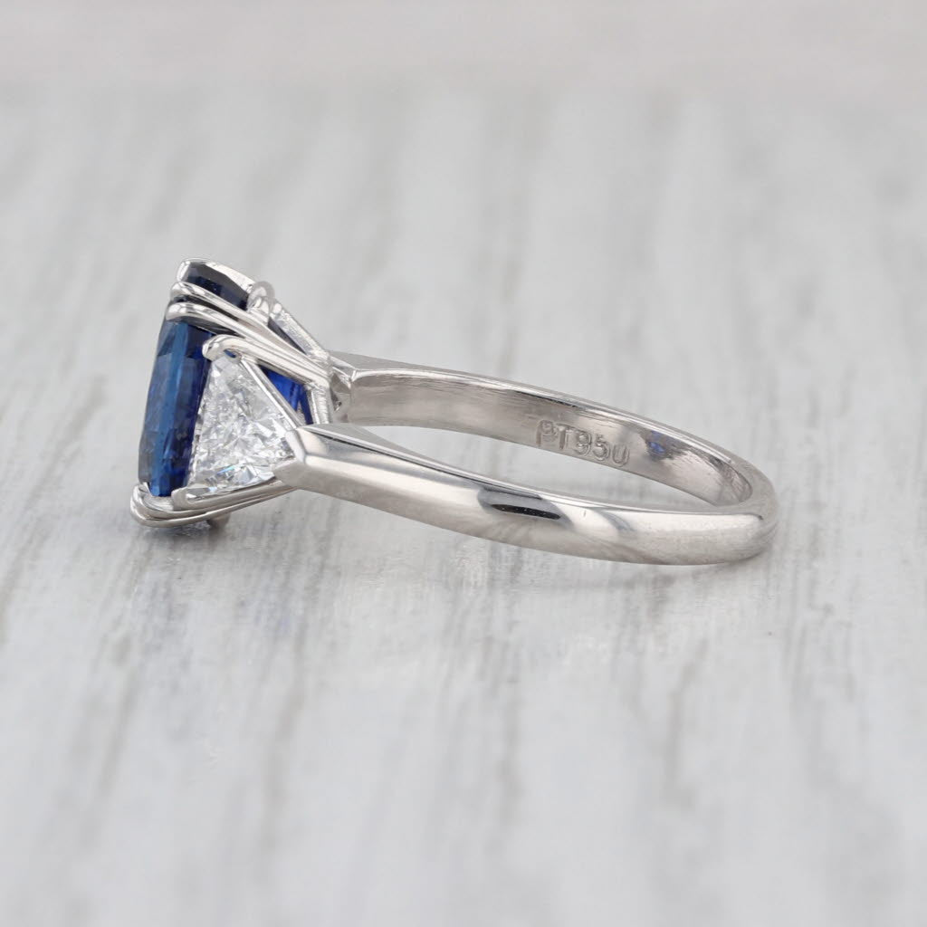 GIA 5.36ctw Oval Blue Sapphire Diamond Ring 950 Platinum Size 6.5 Engagement