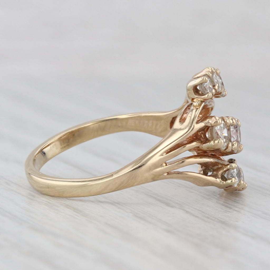 0.90ctw Diamond Bypass Ring 10k Yellow Gold Size 6.5 Cluster