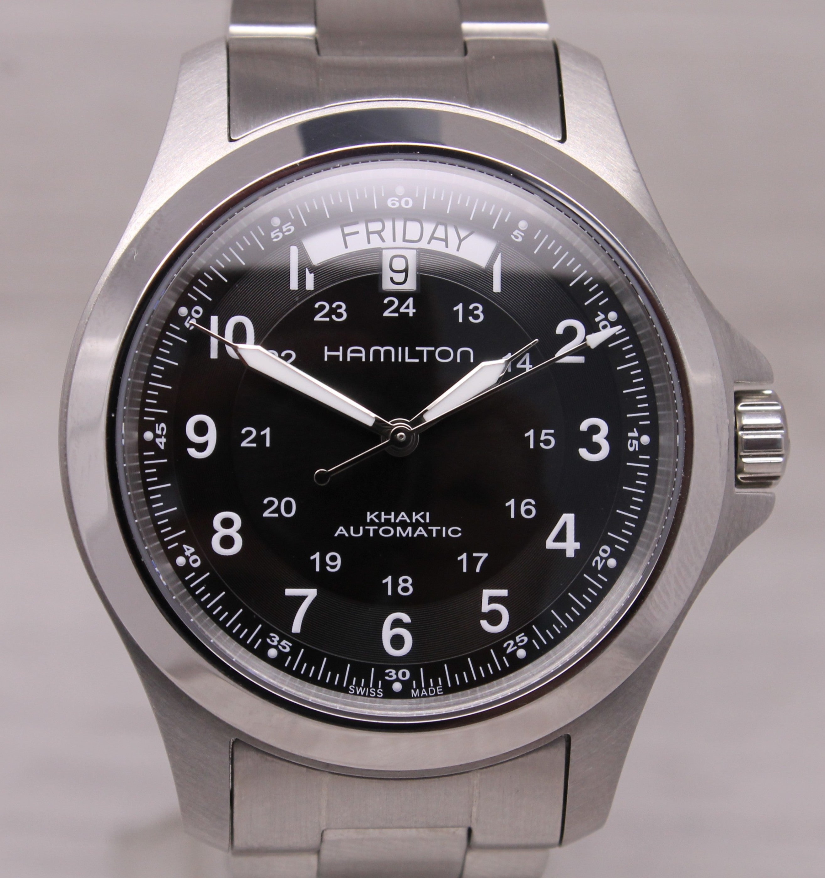 Hamilton Khaki Field King Mens Watch 40mm Steel Swiss Day Date Auto H644550 Box