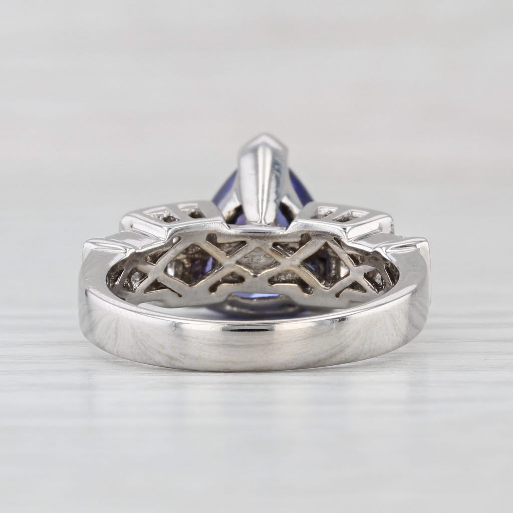 5.44ctw Trillion Tanzanite Diamond Ring 18k White Gold Size 7 Cocktail
