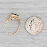Vintage Marquise Onyx Diamond Signet Ring 10k Yellow Gold Size 6