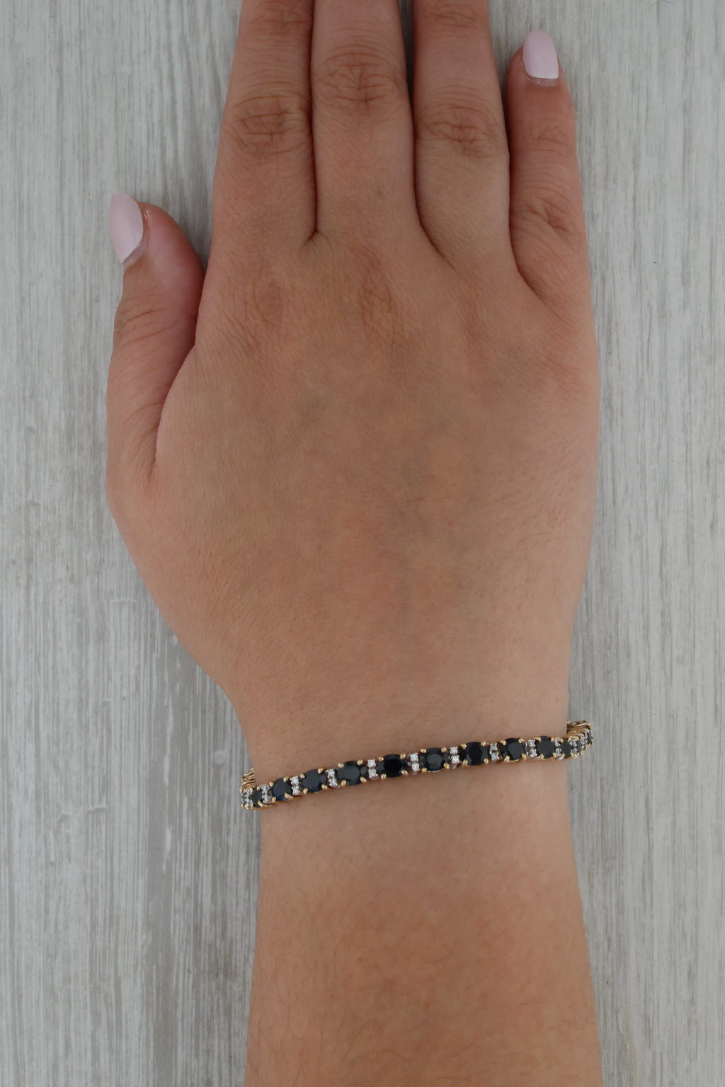 13.33ctw Blue Sapphire Diamond Tennis Bracelet 18k Yellow Gold 7.25" 4.2mm