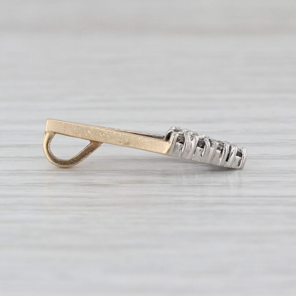 Vintage 0.13ctw Diamond Pendant 14k Yellow Gold Kyte Shaped Drop