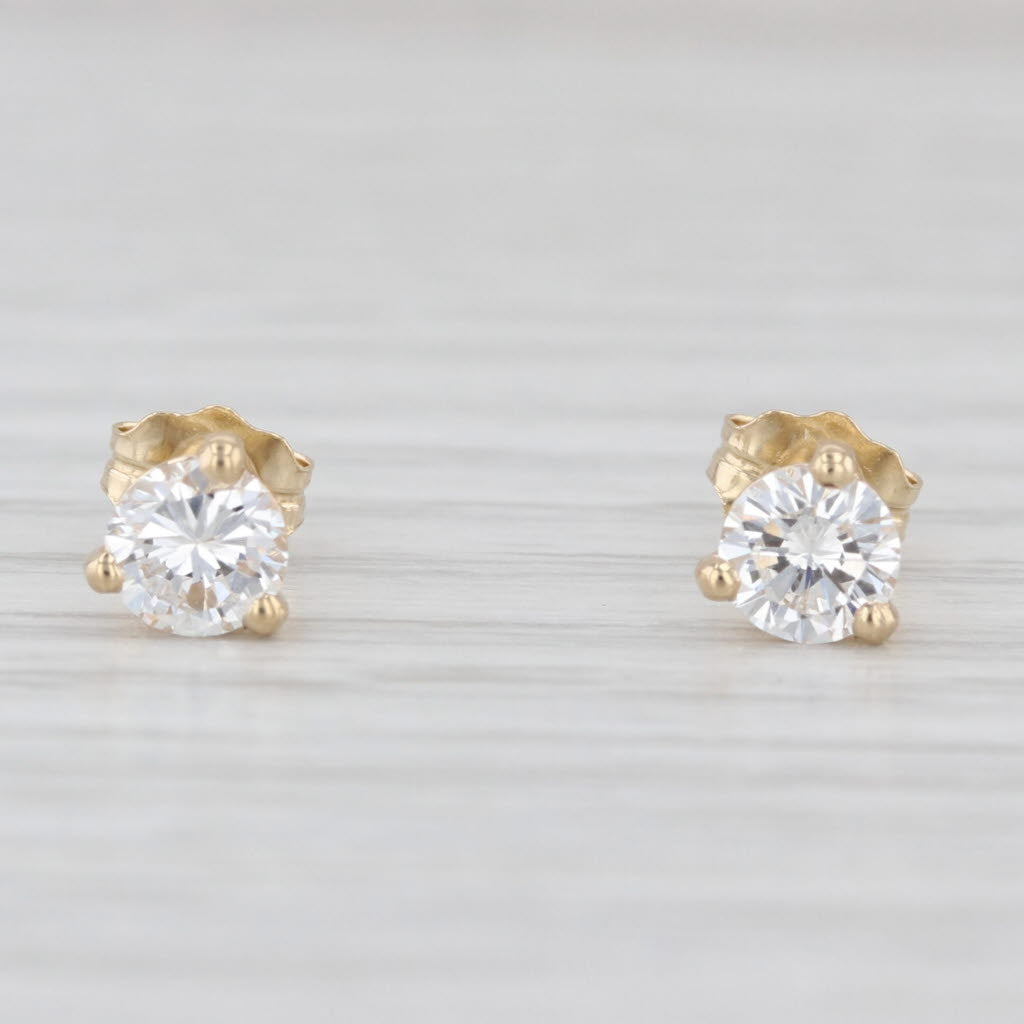 New 0.68ctw Diamond Solitaire Stud Earrings 14k Gold Round Brilliant Studs