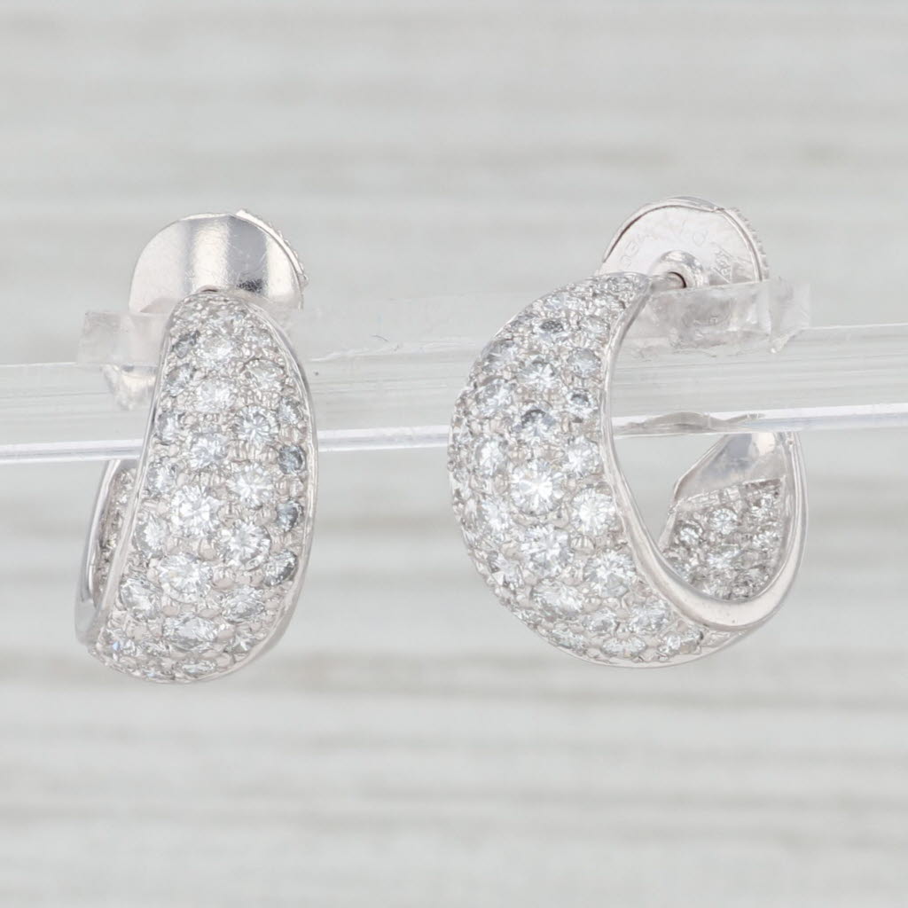 Light Gray New 2ctw VS Inside Out Diamond Hoop Earrings 950 Platinum Pierced Screw Backs