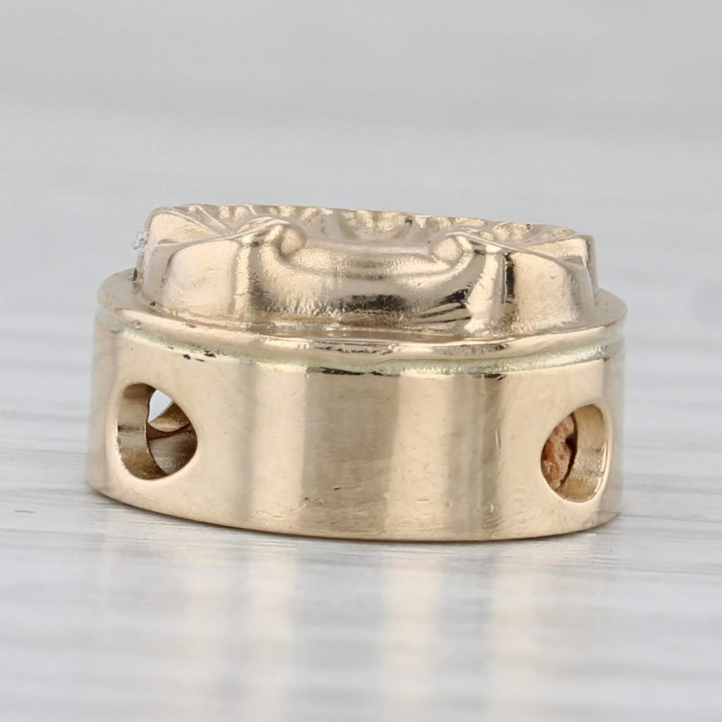 Gray Seashell Slide Bracelet Charm 14k Yellow Gold Vintage Nautical