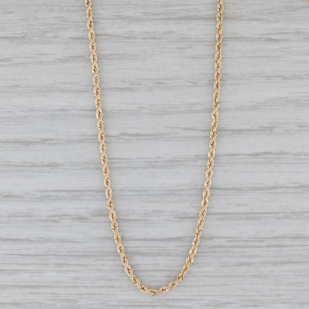 Gray New Rope Chain Necklace 14k Yellow Gold 18" 1.6mm