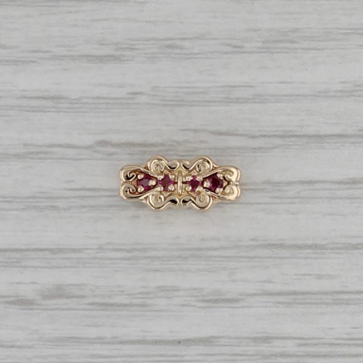 0.14ctw Ruby Slide Bracelet Charm 14k Yellow Gold Ornate Daffer