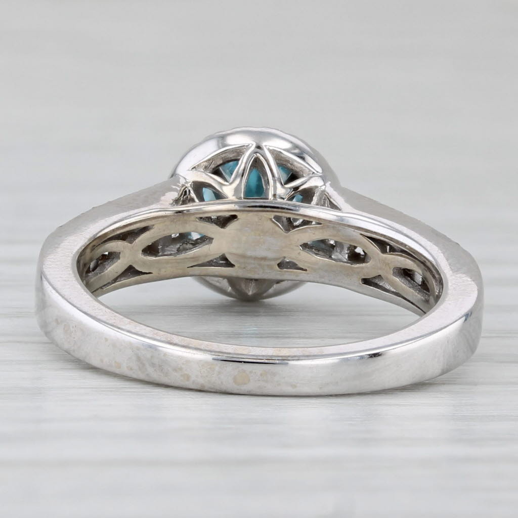Gray Le Vian 1.38ctw Blue Zircon Diamond Halo Ring 14k White Gold Size 7 Engagement