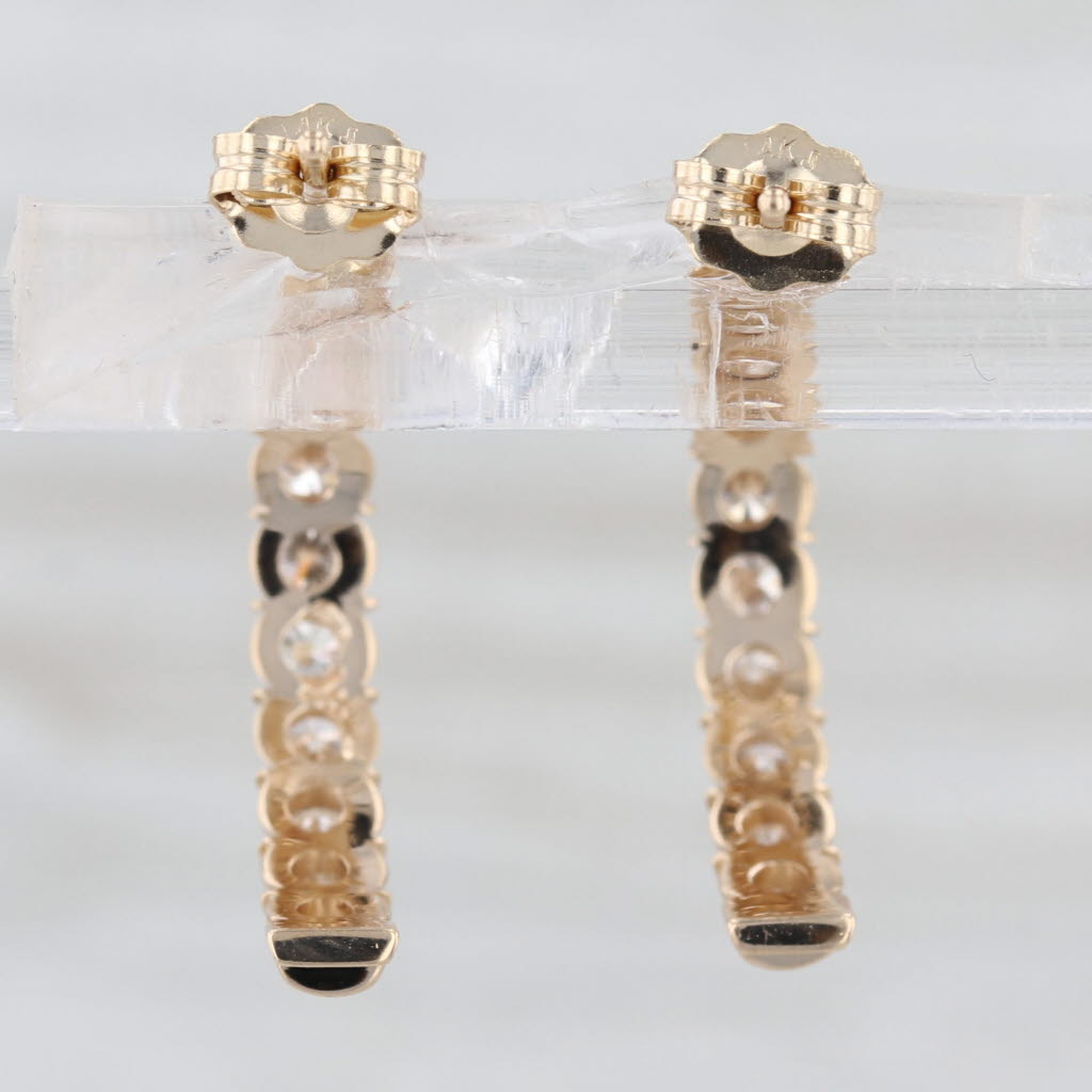 1ctw Diamond Half Hoop Earrings 14k Yellow Gold Drops